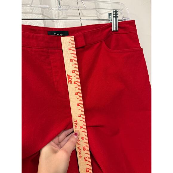 Theory 4 High Rise $298. Moleskin Twill Trousers Cotton Pants Cropped Red - Picture 9 of 10
